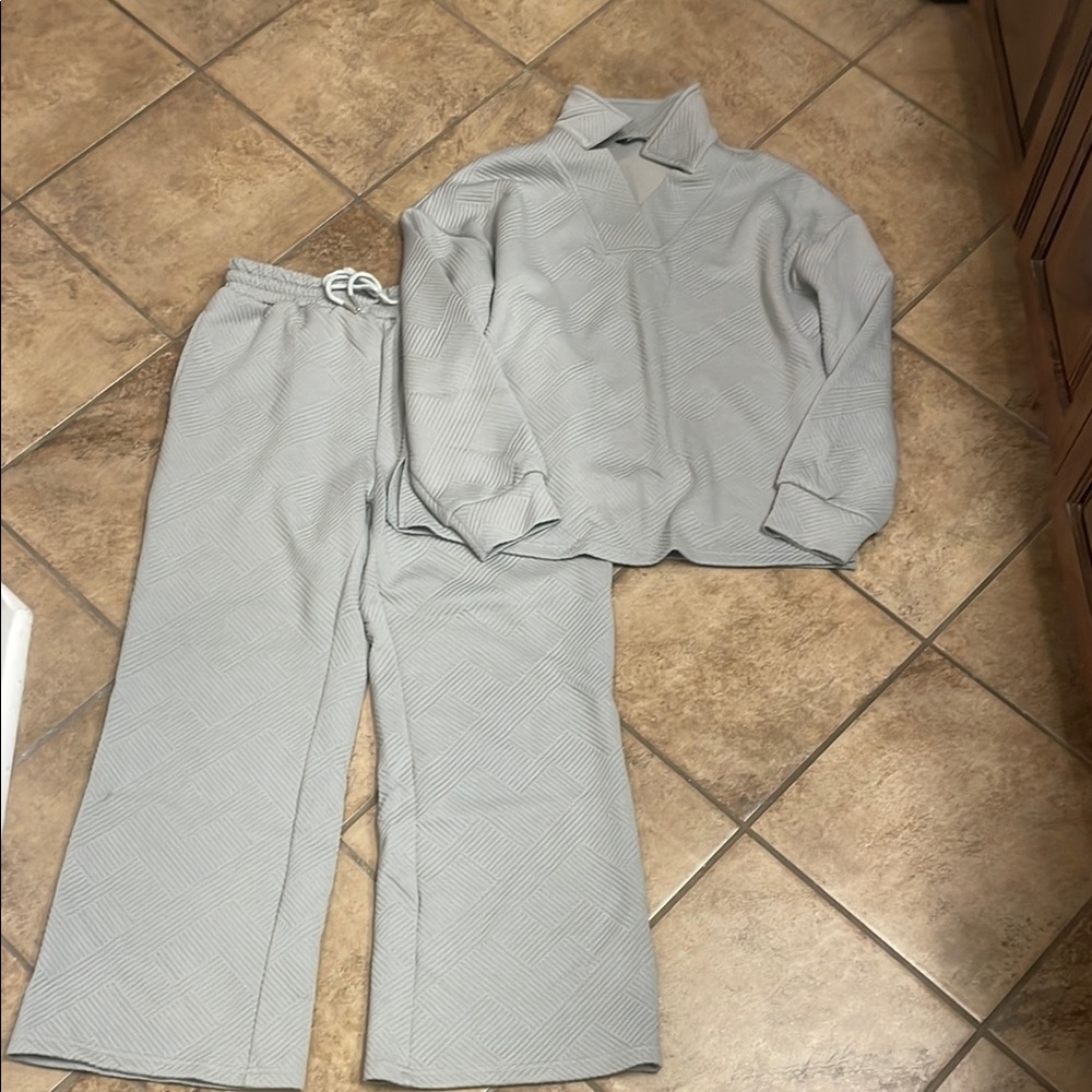 Gray Textured Two-Piece Set